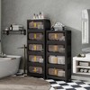 Racxily Black, Wide Folding Storage Cabinet, Collapsible Storage Bins with Magnetic Door, Plastic Storage Cabinet with Wheels - 3 of 4