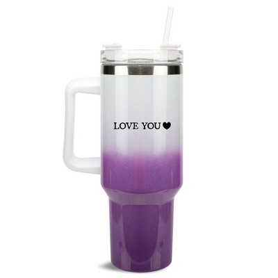 100 North Love You Heart Thinking of You Always Wrap-Around 40 Oz. Stainless Steel Water Bottle Coffee Mug, Spill & Leak Resistant, Travel Tumbler
