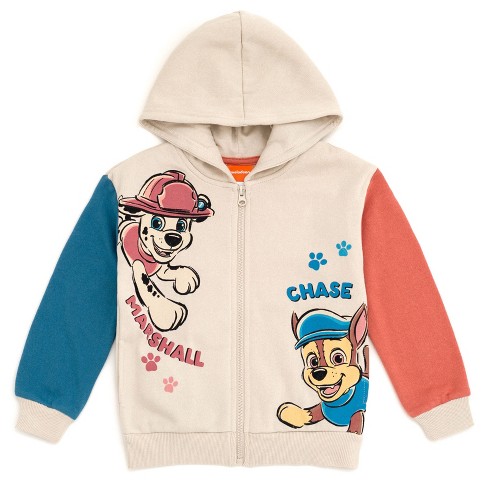 Paw Patrol Chase Marshall Toddler Boys Fleece Zip Up Hoodie Blue Red 4t Target