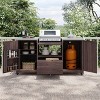 66.5 inch Black Outdoor Kitchen Island for Big Green Egg Grills, Solid Wood Outdoor Grill Cart for Tabletop Grill with Stainless Steel Top - 2 of 4