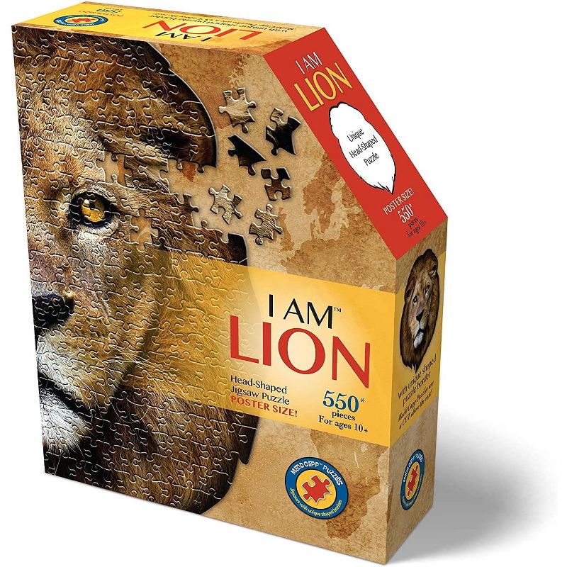 Madd Capp Games I AM Lion 550 Piece Animal Head-Shaped Jigsaw Puzzle, 2 of 7