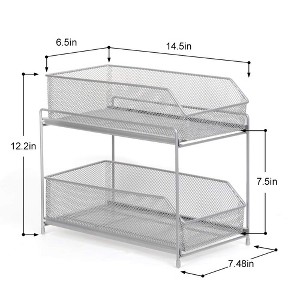Oumilen 2-Tier Sliding Basket Drawer Organizer, Silver - 1 of 1