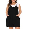 Agnes Orinda Women's Plus Size Spaghetti Strap Round Neck Sleeveless Short Rompers with Pocket - 2 of 4