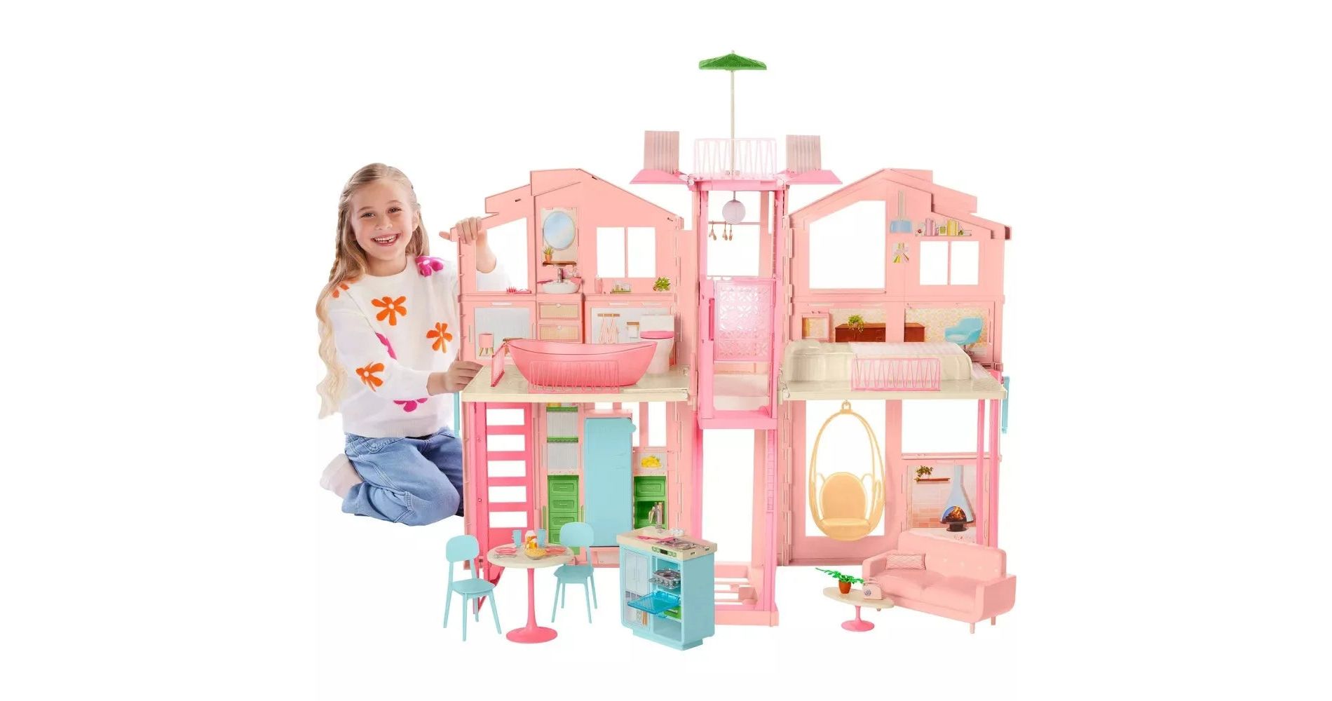 Barbie Hearth & Hand Townhouse Playset with 3 Levels & 40+ Pieces Including Furniture & Accessories