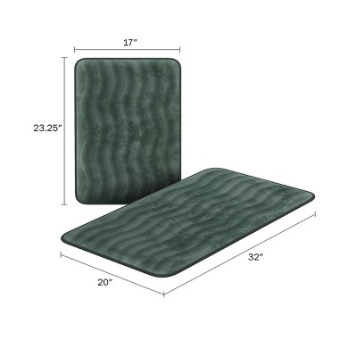 Green Memory Foam Bathroom Mat Set with Non-Slip Grip