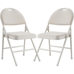 Metal Foldable Chair with Cushion and Non-Slip Feet Pads, Linen Party Chairs for Indoors and Outdoors, Meeting Room - 1 of 4