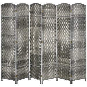 Maliang 6 Panel Room Divider, 6' Tall Folding Privacy Screen, Hand-Woven Freestanding Wall Partition for Home & Office - 1 of 4