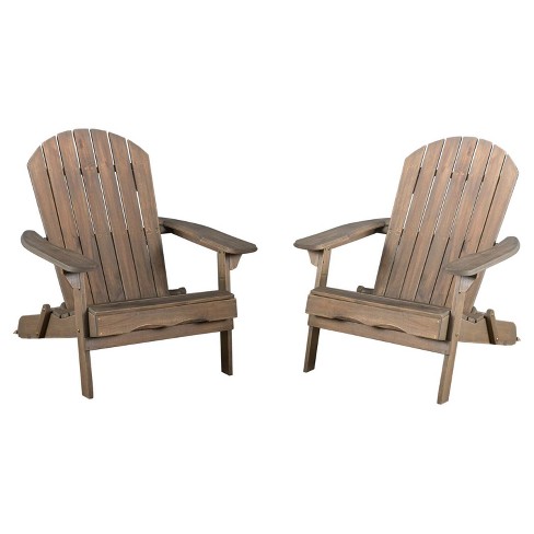 Hanlee Set Of 2 Folding Wood Adirondack Chair Christopher Knight