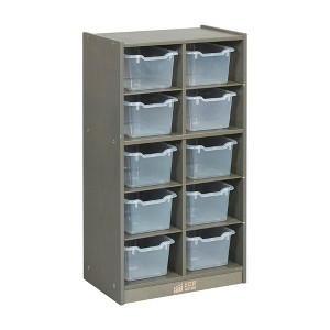 ECR4Kids 10 Cubby Mobile Tray Cabinet with 10 Scoop Front Storage Bins, 5x2, Grey Wash - 1 of 4