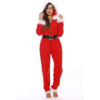 Just Love Womens One Piece Santa Baby Christmas Adult Onesie Hooded Xmas Pajamas