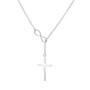 14K Gold Lariat Infinity Cross Pendant necklace - 1 of 3