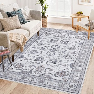 Boho Rustic Area Rugs for Living Room Washable Rug Floral Bedroom Decor Rug - 1 of 4