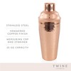 Twine Hammered Copper Cocktail Shaker, Stainless Steel Cobbler Shaker With Strainer, Copper Plated, 25 Ounces, Set of 1 - 2 of 4