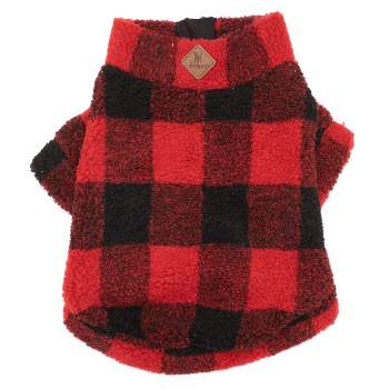 The Worthy Dog Plaid Quarter Zip Faux Shearling Pullover