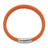 Chisel Stainless Steel Polished Braided Orange Leather 8.25" Bracelet - 4 of 4