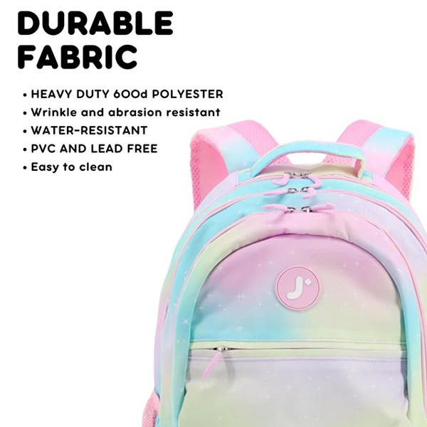 Mochila J World Cornelia para niños grandes de 18" con múltiples compartimentos para escuela y viaje 4