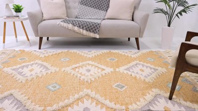 Handmade Light Aqua Wool Geometric Runner Rug