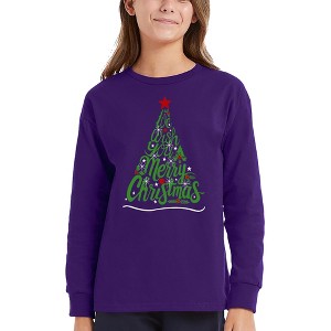 LA Pop Art We Wish You A Merry Christmas - Girl's Word Art Long Sleeve T-Shirt - 1 of 4