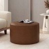 27.5'' Faux Leather Ottoman,Round Ottoman,Rustic Ottoman,Shoe Changing Bench,Footstool Ottoman Furniture,Ottoman For Living Room-Cuddlewood - 2 of 4
