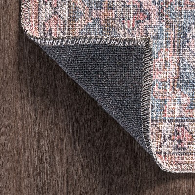 Gray and Rust Medallion Synthetic Washable 8' x 10' Area Rug