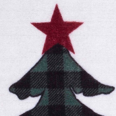 Holiday Plaid Christmas Tree Cotton Bath Rug with Non-Slip Backing