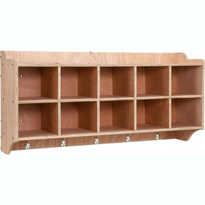 Wall-Mounted Cubby Storage Organizer, 10-Cubby Shelf with Hooks for Toys, Supplies and Daily Essentials, Durable Hanging Storage Furniture, 47" Wide - 1 of 4