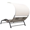 vidaXL Double Sunlounger Patio Outdoor Lounge Chair with Canopy Textilene - Taupe - 4 of 4