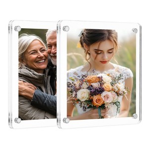 Unique Bargains Double Sided Fujifilm Mini Picture Acrylic Fridge Magnetic Frames 2 Pcs - 1 of 4