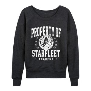 Women's - Star Trek - Property of Starfleet Lightweight French Terry Wide Neck Long Sleeve Graphic Shirt - 1 of 4