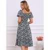 INSPIRE CHIC Women's Floral Sweetheart Neck Puff Short Sleeve A-Line Midi Dress - 4 of 4