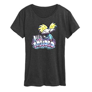 Women's - Hey Arnold! - Airbrush Arnold Short Sleeve Graphic T-Shirt - 1 of 4