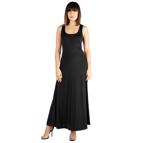 24seven Comfort Apparel Slim Fit A Line Sleeveless Maxi Dress : Target