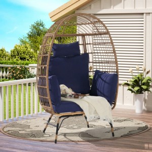 Wicker Egg Chair,Rattan Egg Chair Indoor Outdoor,Oversized Large Egg Chairs 600lbs with Cushion and Pillow - 1 of 3