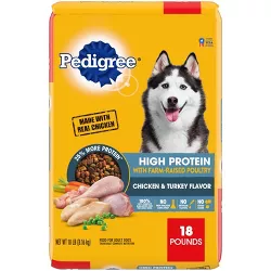 Pedigree High Protein Chicken & Turkey Flavor Adult Complete & Balanced Dry Dog Food - 18lbs