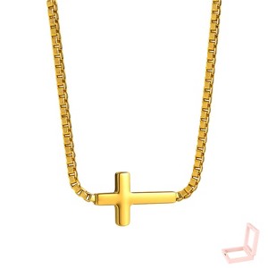 Minimalist Cross Pendant Necklace - Gold Tone, Neutral, Religious Design, Fashionable and Avant garde Faith Accessory - 1 of 4