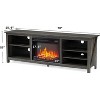 AMERLIFE 70" Farmhouse Fireplace TV Stand, Media Console for TVs Up to 80'', Rustic Grey - 2 of 4