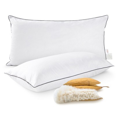 Cheer Collection Organic Kapok Standard Size Bed Pillows with Plush Microfiber Shell (Set of 2)