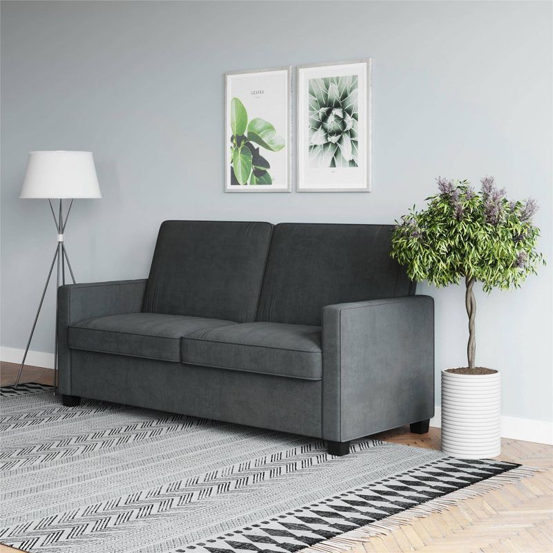 Full Cassidy Sofa Sleeper with Memory Foam Mattress Gray Velvet - Dorel Home Products, 5 of 14