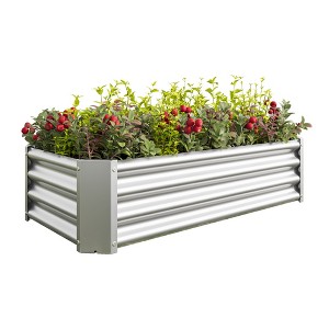 Syemin Metal Raised Garden Bed, Rectangle Raised Planter for Flowers Plants, Vegetables Herb, Silver, 47.24"*24"*11.81" - 1 of 4