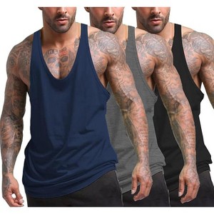COOFANDY Men's 3 Pack Tank Tops Gym Workout Shirt Y-Back Sleeveless Muscle Fitness Bodybuilding Tank Shirts - 1 of 4