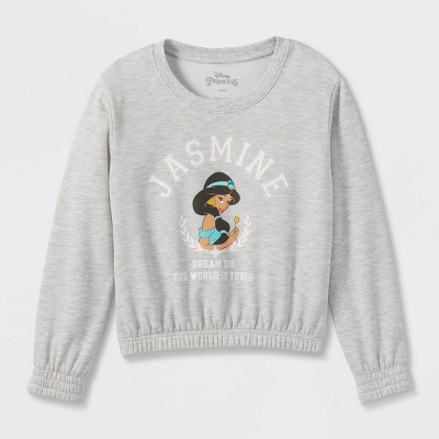 Girls' Disney Princess Jasmine Dreamy Fleece Pullover - Heather Gray :  Target
