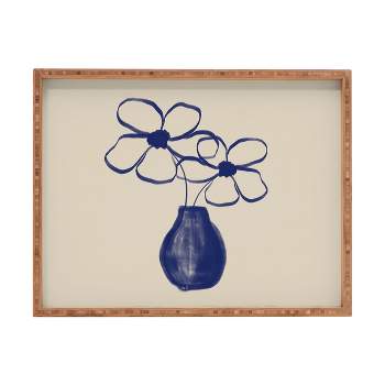 Hello Twiggs Blue Vase with Flowers 18" x 14" Large Rectangular Tray - Deny Designs