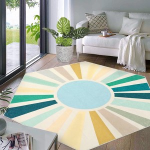 Area Rug for Living Room Machine Washable Modern Sun Rug - 1 of 4