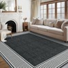 Modern Bordered Living Room Rug Ultra Soft Low Pile Rugs - 4 of 4