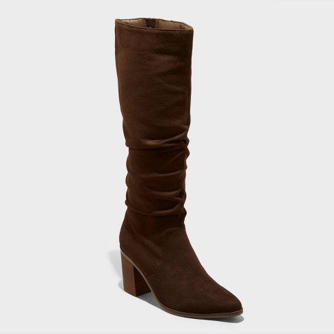 Dark brown tall boots best sale