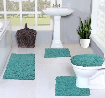 Bell Flower Collection Cotton Floral Pattern Tufted Bath Rug Set Pack of 4 - Home Weavers