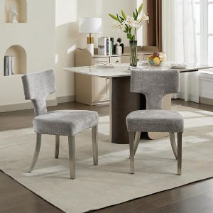 NicBex Chenille Dining Chairs Set of 2,Armless Upholstered Kitchen Chairs with Curved Backrest with Copper Nails around for Dining Room,Kitchen - 1 of 4