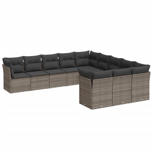 vidaXL Garden Sofa Set Grey PE Rattan Large Modular Garden Sofa Set - 1 of 4
