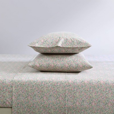 Loveston Pink Full Cotton Percale Floral Sheet Set