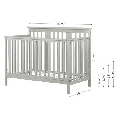 Soft Gray 2-in-1 Convertible Baby Crib with Toddler Rail